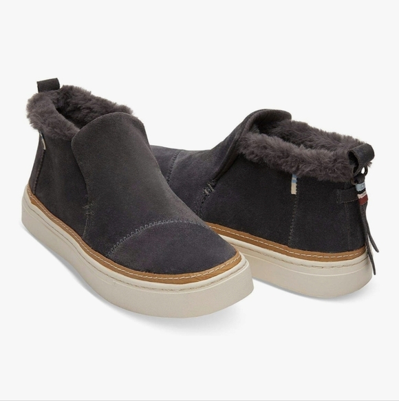 TOMS Women's Paxton Sneaker Boot Size 8.5 Fur Lined Shoe Gray Suede Cozy - Picture 15 of 16
